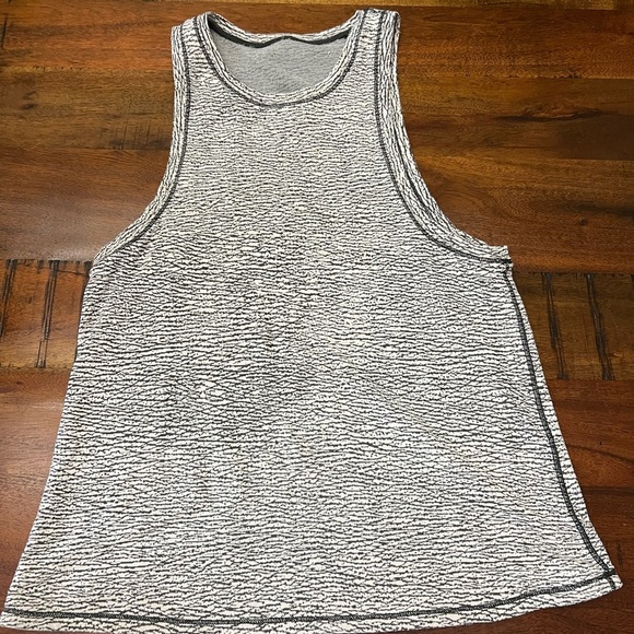 Lululemon Womens Squad Goals Size 8 Tank Sheer Luon Pebble Jacquard White Black - Picture 1 of 6